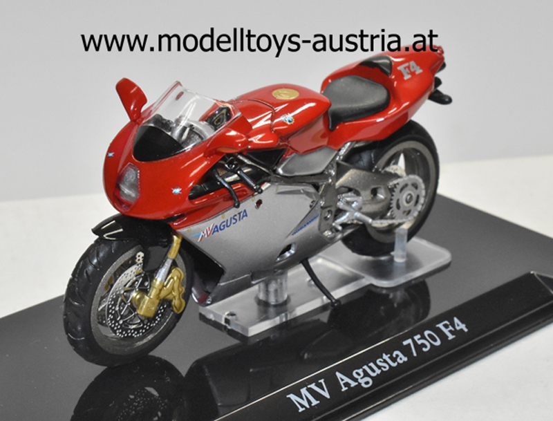 MV Agusta 750 F4 rot-silber Maßstab 1:24 Motorrad Modell von Atlas die-cast