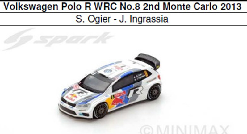 VW Polo R WRC 2013 Rally Monte Carlo 2. Platz OGIER / INGRASSIA 1:87 HO Spark VW Polo R WRC 2013 Rally Monte Carlo 2. Platz OGIER / INGRASSIA 1:87 HO Spark