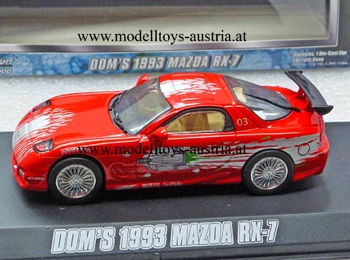 Mazda RX-7 Rot Coupe 1993 Dom Vin Diesel Fast and Furious 1//43 Greenlight Mode..