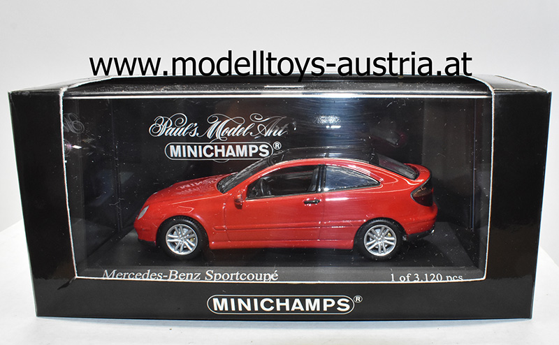 Mercedes Benz W203 CL203 C Klasse Sportcoupe 2001 rot 1:43,  Modelltoys-Austria - Modellauto