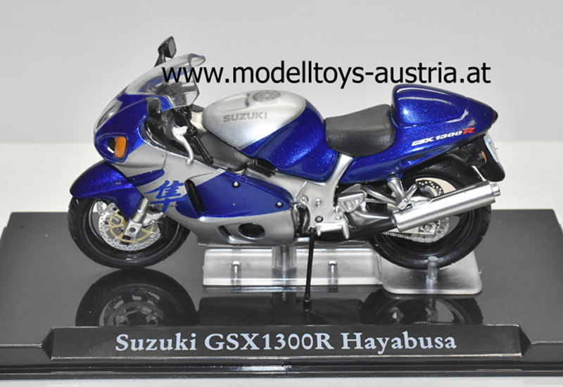 Suzuki GSX 1300 R Hayabusa Blue Scale 1:24 Motorcycle Model of Atlas Die-Cast 
