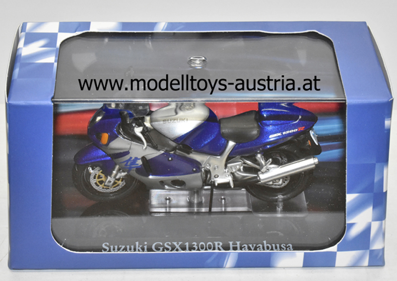 Suzuki GSX 1300 R Hayabusa  blau Maßstab 1:24 Motorrad Modell von Atlas die-cast 