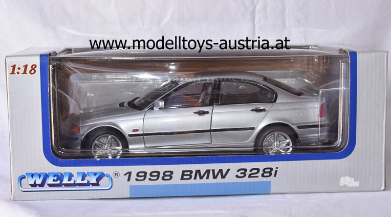 BMW 328i (E46) 1998 silber, Modellauto 1:18 / Welly, 34,95 €