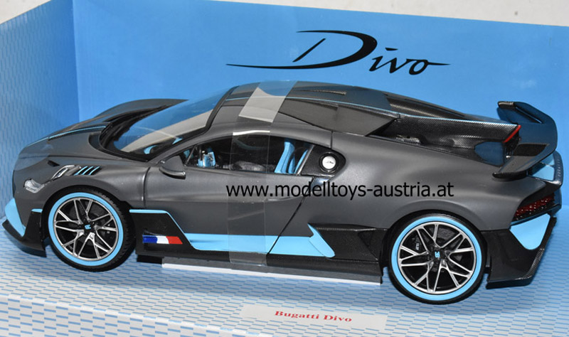 Bugatti - grey / 1:18, blue matt Modellauto 2018 light Divo Modelltoys-Austria