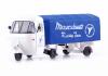 Piaggio Ape Pentaro Renntransporter Race Truck MESSERSCHMITT blue / white 1:43
